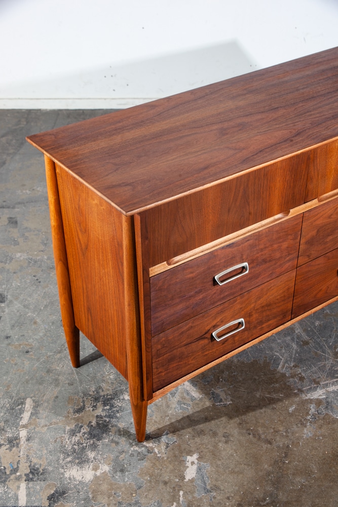 Mid Century Modern Dresser Credenza Walnut 9 Drawer Restored Lane Drexel Vintage - Image 7