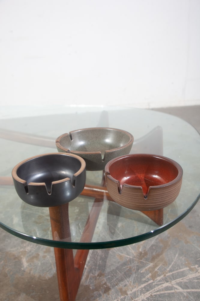Mid Century Modern Ashtray Set 3 Edith Heath Ceramics Studio Black Red Green Mcm - Image 5