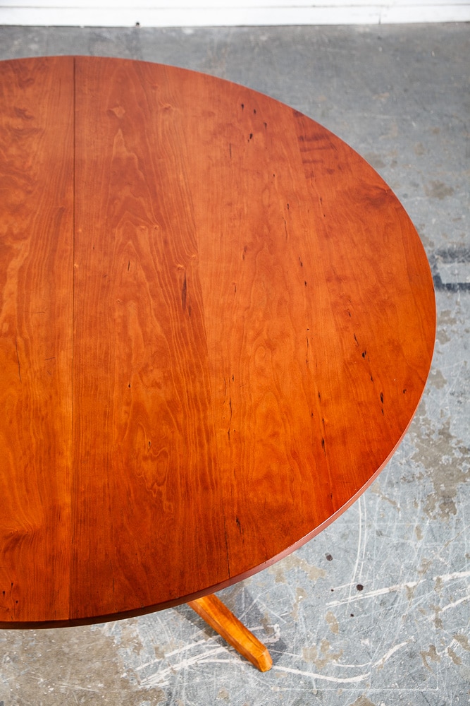 Mid Century Modern Dining Table Solid Cherry Wood Sculpted Round Custom Vintage Thos Moser - Image 6
