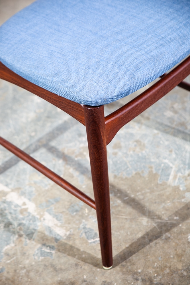 Mid Century Danish Modern Dining Chairs Set 8 Teak Hartmut Lohmeyer Blue High M - Image 7