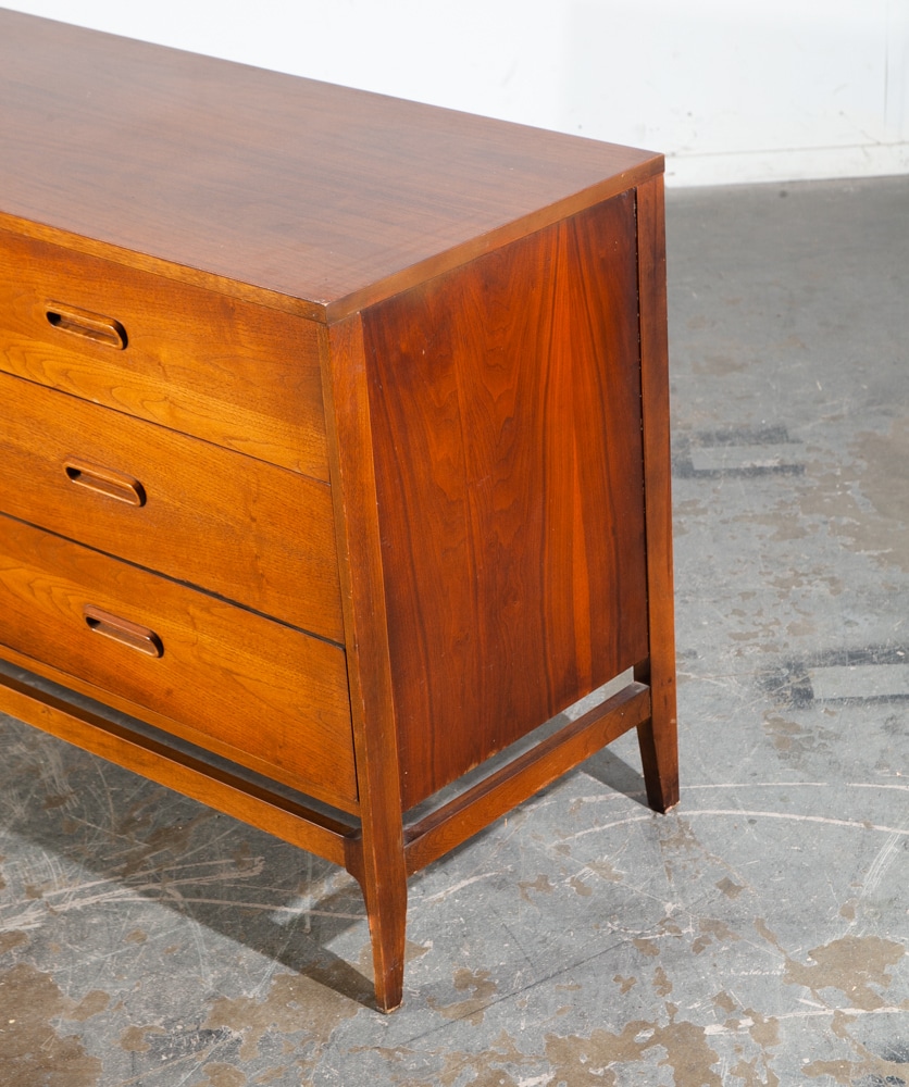 Mid Century Modern Dresser Credenza Walnut Founders Danish Sideboard Cane Drawer - Image 9