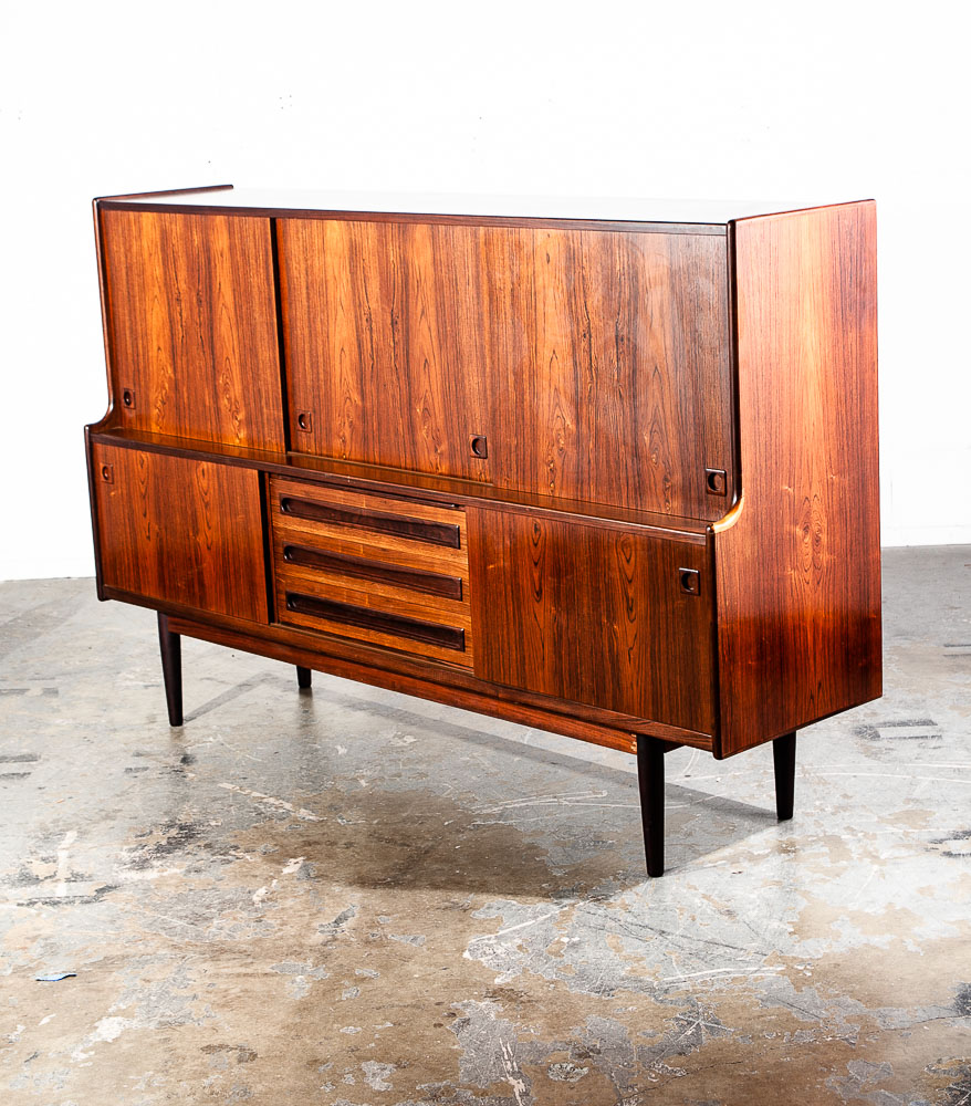 Mid Century Danish Modern Credenza Sideboard Brazilian Rosewood Large Denmark NM