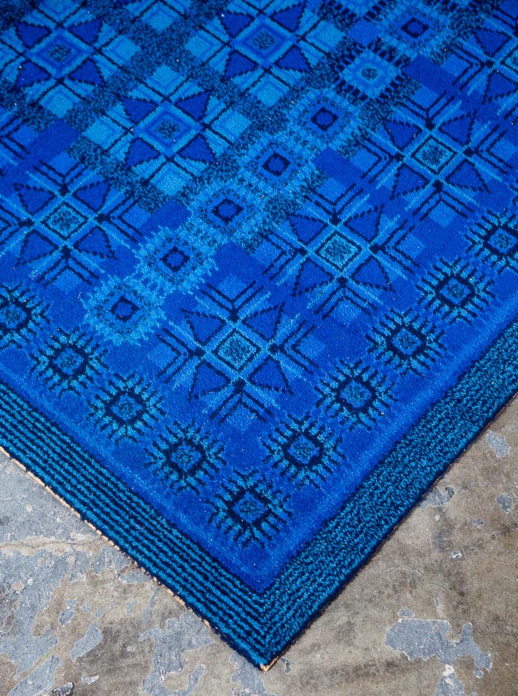 Mid Century Modern Shag Rug Ege Rya Abstract Blue 77x55 Wool Denmark Area Mcm - Image 6