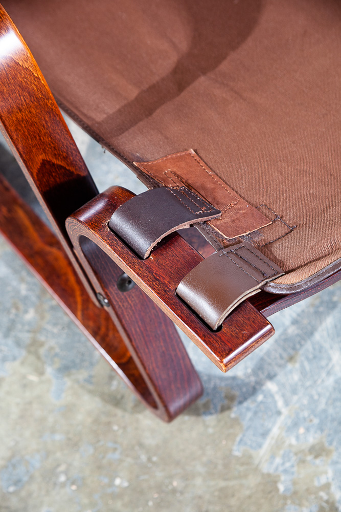 Mid Century Danish Modern Lounge Chair Teak Wood Faux Leather Brown Denmark Mcm - Image 12
