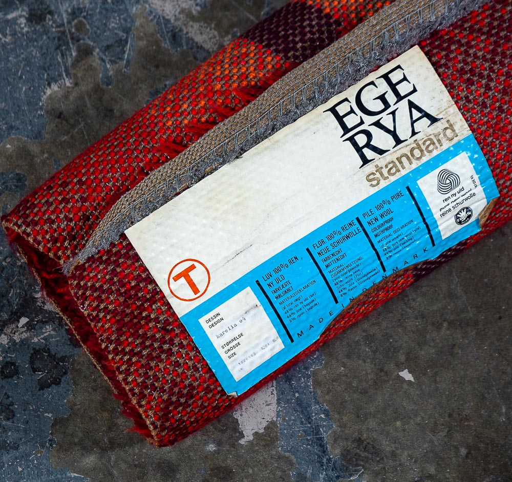 Mid Century Modern Shag Rug Ege Rya Abstract Red Orange 48x69 Wool - Image 7