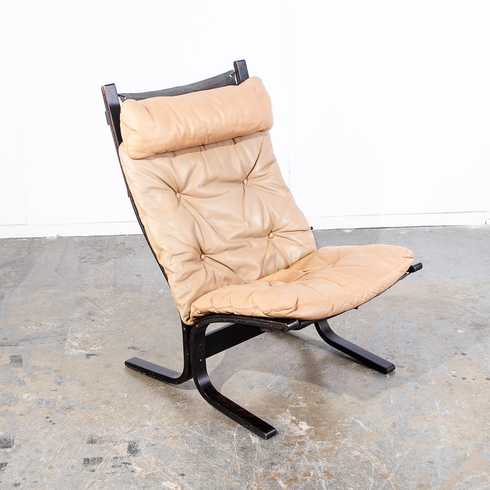 Mid Century Danish Modern Lounge Chair Tan Leather Ingmar Relling Westnofa Black - Image 4