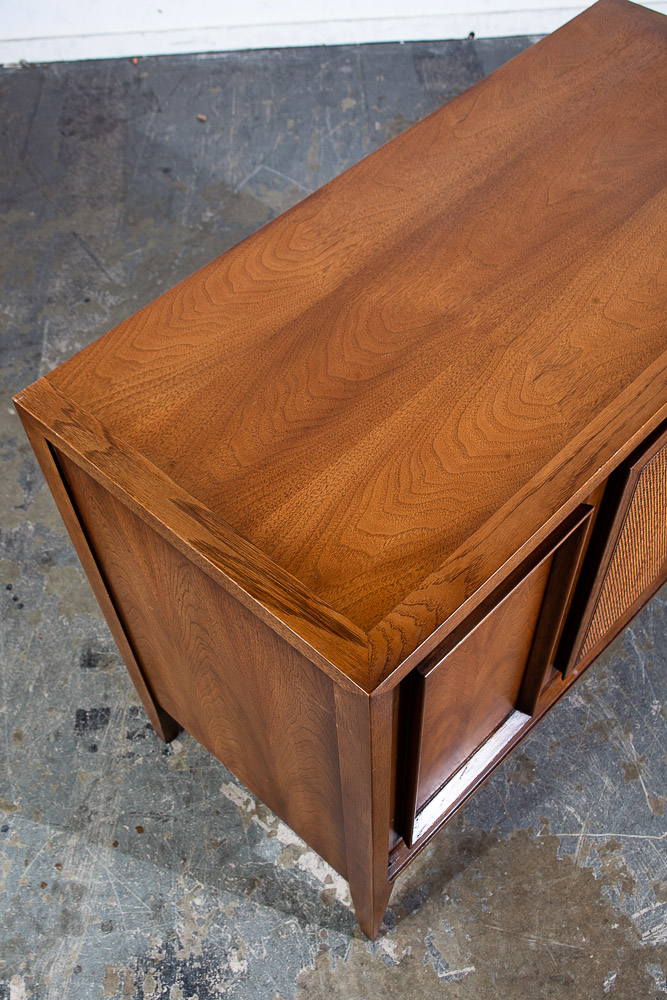 Mid Century Modern Credenza Century Media Cabinet Walnut Doors Compact Danish - Image 10