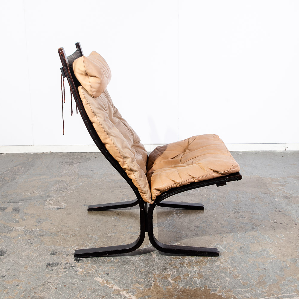 Mid Century Danish Modern Lounge Chair Tan Leather Ingmar Relling Westnofa Black - Image 5