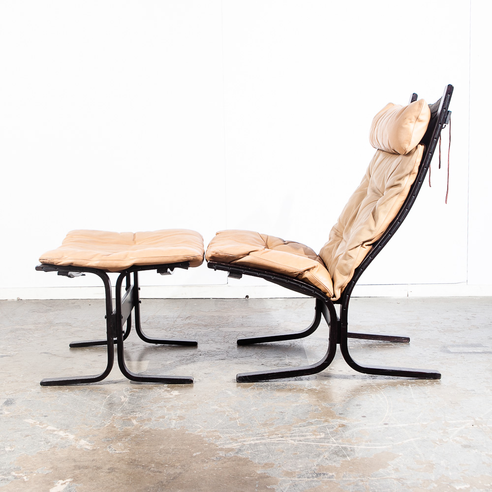 Mid Century Danish Modern Lounge Chair Tan Leather Ingmar Relling Westnofa Black - Image 2