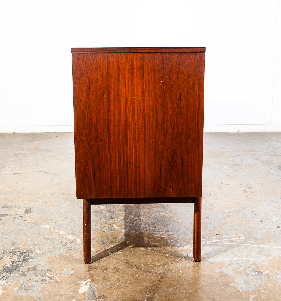 Mid Century Modern Credenza Sideboard Solid Walnut Media Brass Hardware Drawer Danish Denmark - Image 4