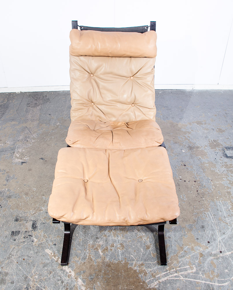 Mid Century Danish Modern Lounge Chair Tan Leather Ingmar Relling Westnofa Black - Image 6