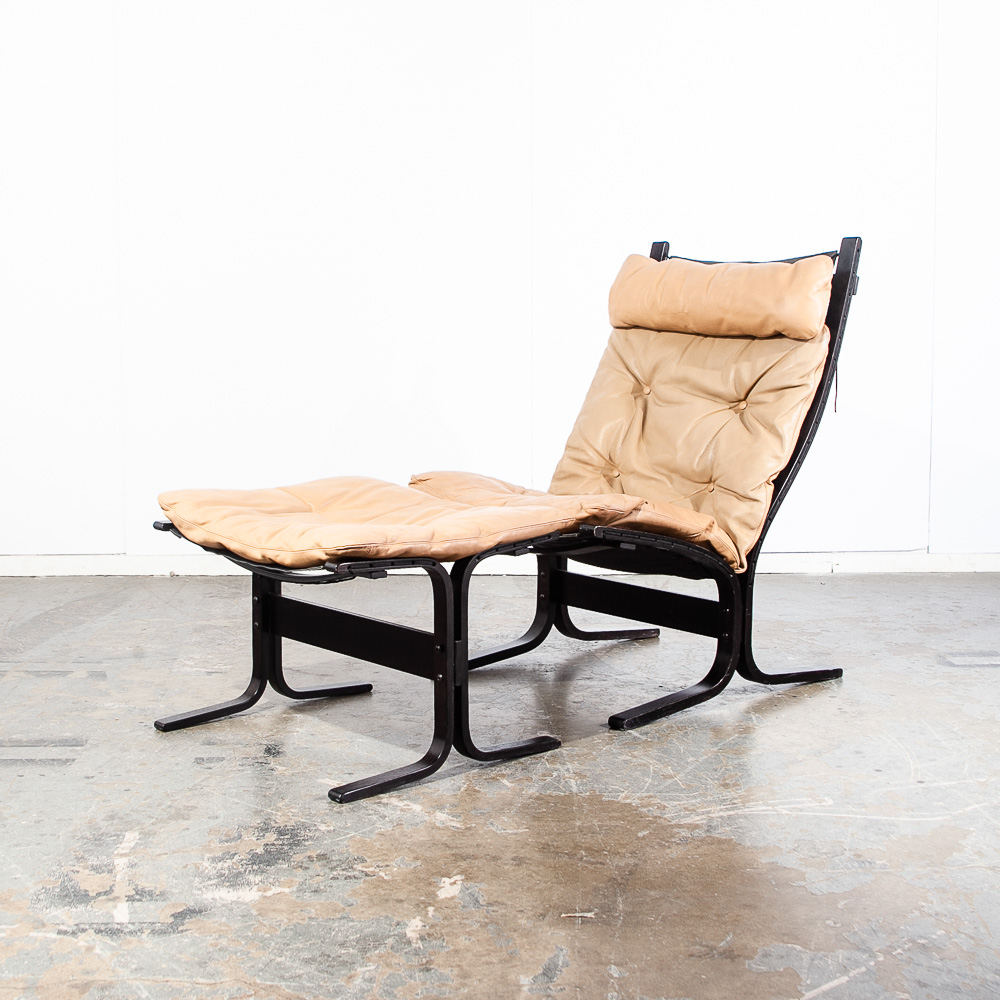 Mid Century Danish Modern Lounge Chair Tan Leather Ingmar Relling Westnofa Black - Image 3