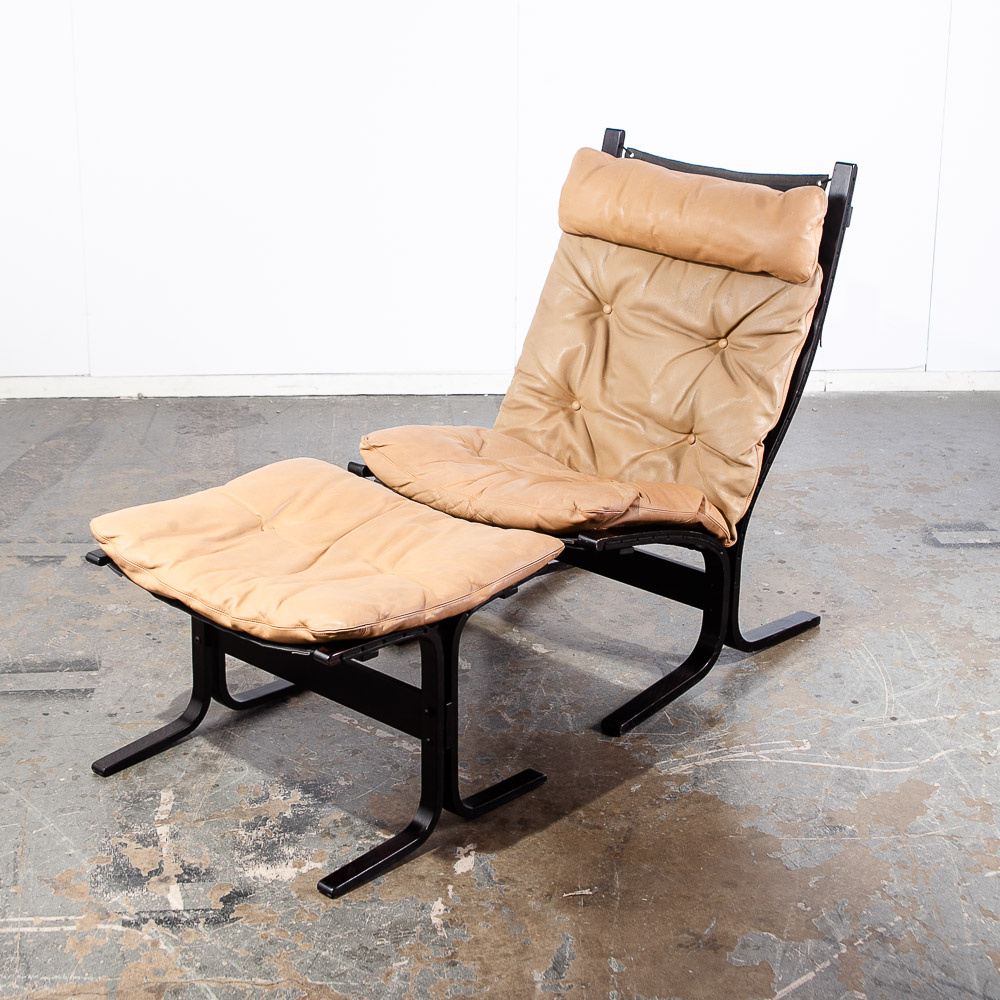 Mid Century Danish Modern Lounge Chair Tan Leather Ingmar Relling Westnofa Black