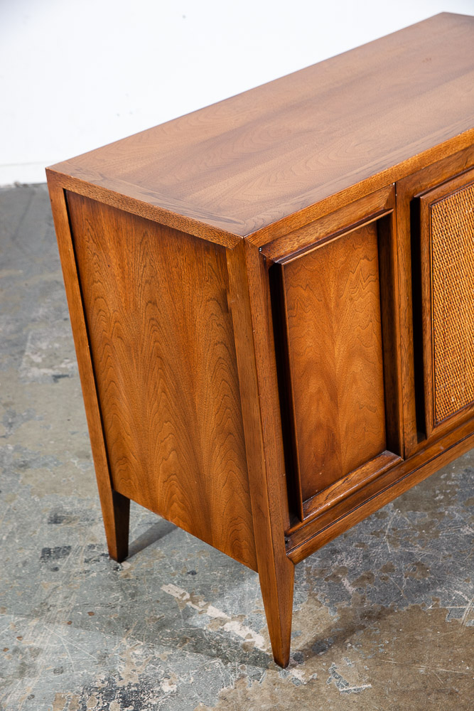 Mid Century Modern Credenza Century Media Cabinet Walnut Doors Compact Danish - Image 7
