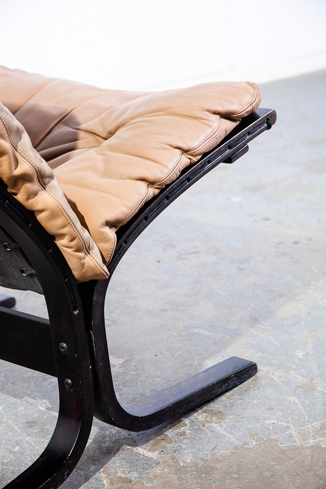 Mid Century Danish Modern Lounge Chair Tan Leather Ingmar Relling Westnofa Black - Image 9
