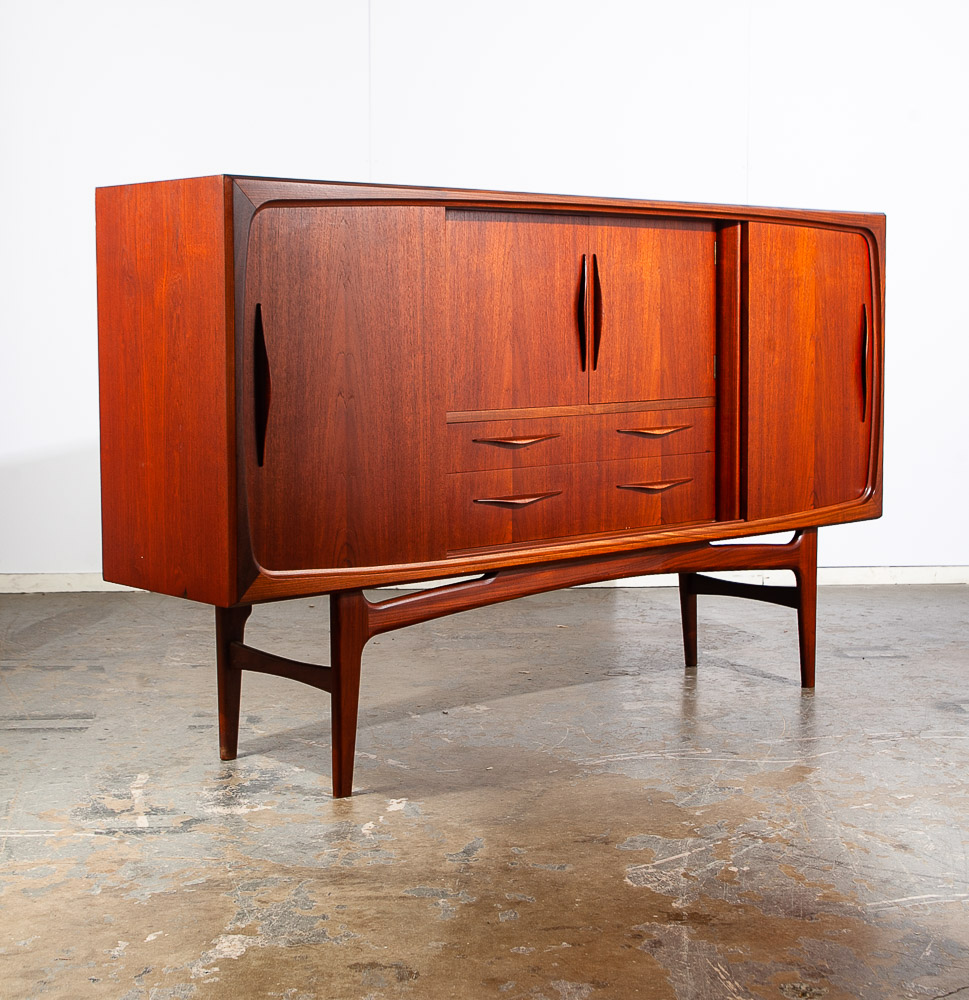 Mid Century Danish Modern Credenza Brazilian Rosewood Sideboard Large Cabinet NM