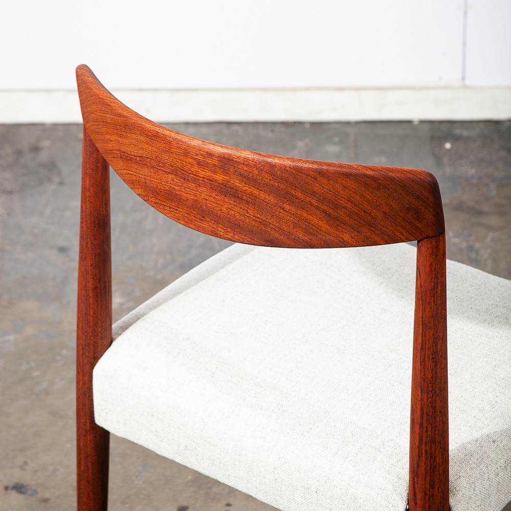 Mid Century Danish Modern Dining Chairs Set 6 Solid Teak White Denmark Restored - Image 9