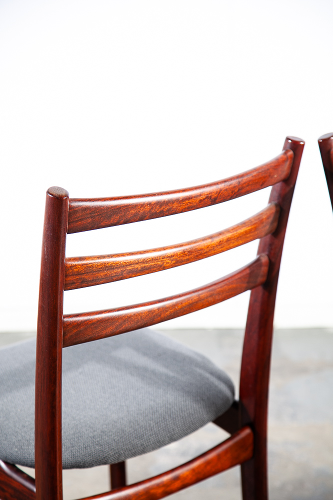 Mid Century Danish Modern Dining Chairs Set 4 Solid Rosewood Dark Grey Denmark - Image 8