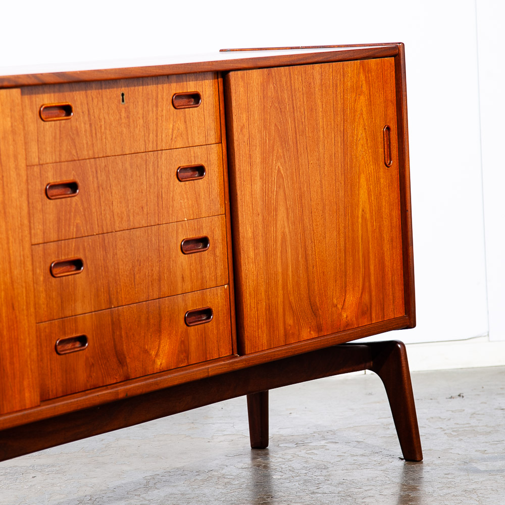 Mid Century Danish Modern Credenza Sideboard Teak Floating Iversen Olsen Drawers - Image 9