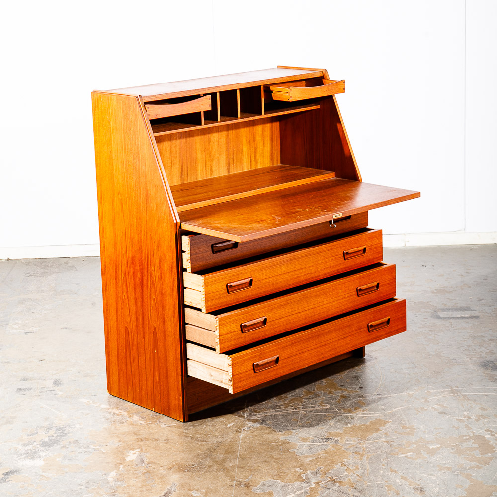 Mid Century Danish Modern Secretary Desk Bureau Denmark Teak Drawers Dyrlund Mcm - Image 4