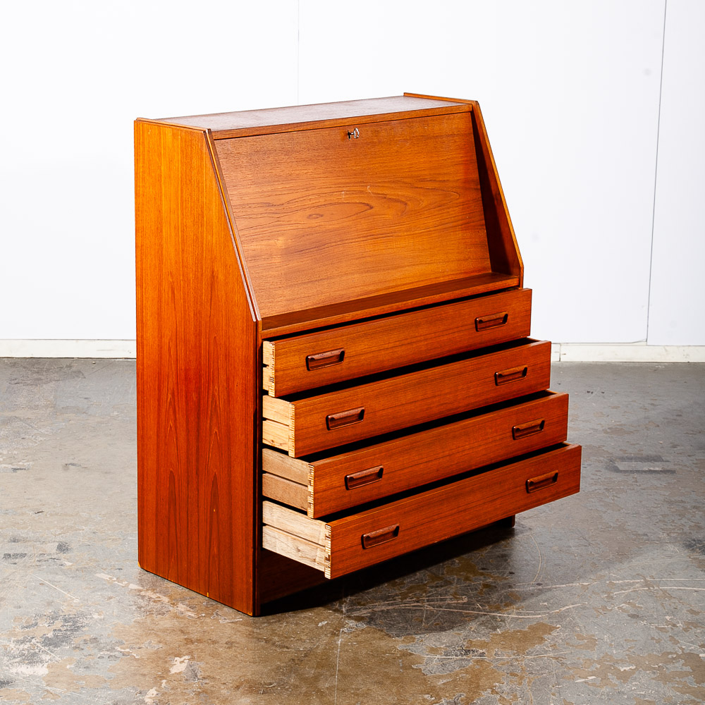 Mid Century Danish Modern Secretary Desk Bureau Denmark Teak Drawers Dyrlund Mcm - Image 3