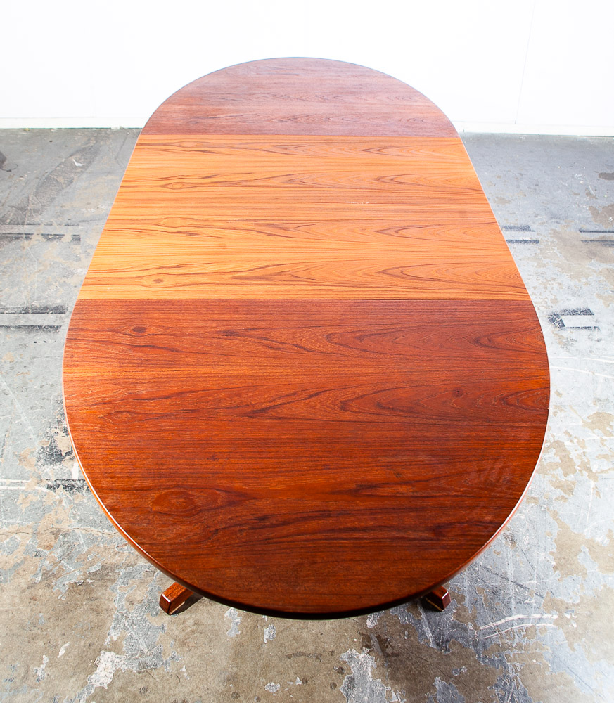 Mid Century Danish Modern Dining Table Teak Oval Extension x2 Mortensen Heltbørg - Image 5