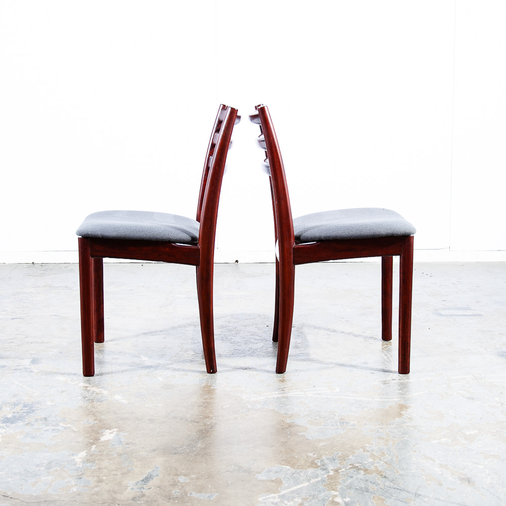 Mid Century Danish Modern Dining Chairs Set 4 Solid Rosewood Dark Grey Denmark - Image 5