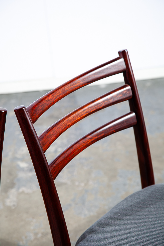Mid Century Danish Modern Dining Chairs Set 4 Solid Rosewood Dark Grey Denmark - Image 7