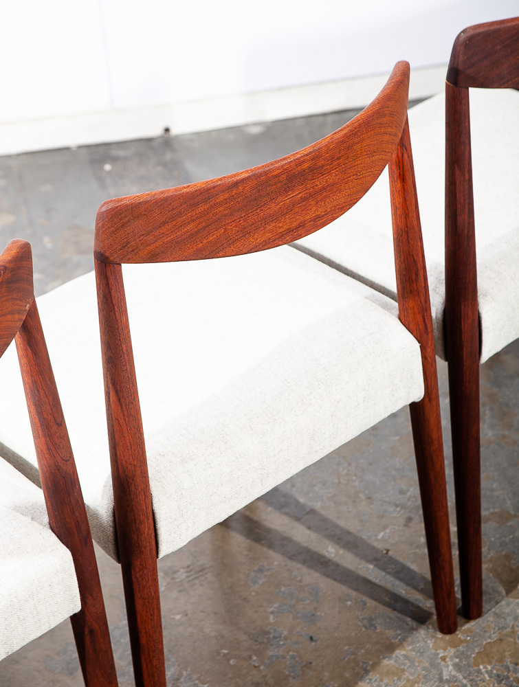 Mid Century Danish Modern Dining Chairs Set 6 Solid Teak White Denmark Restored - Image 11