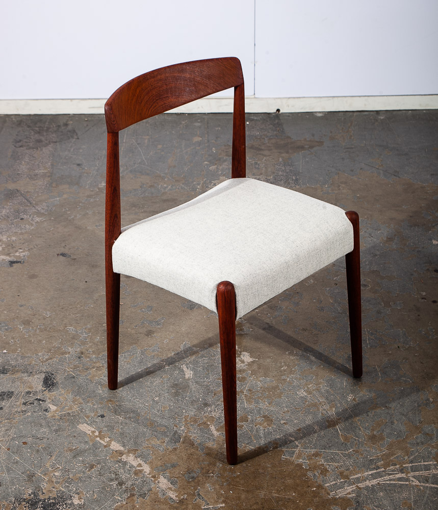Mid Century Danish Modern Dining Chairs Set 6 Solid Teak White Denmark Restored - Image 8