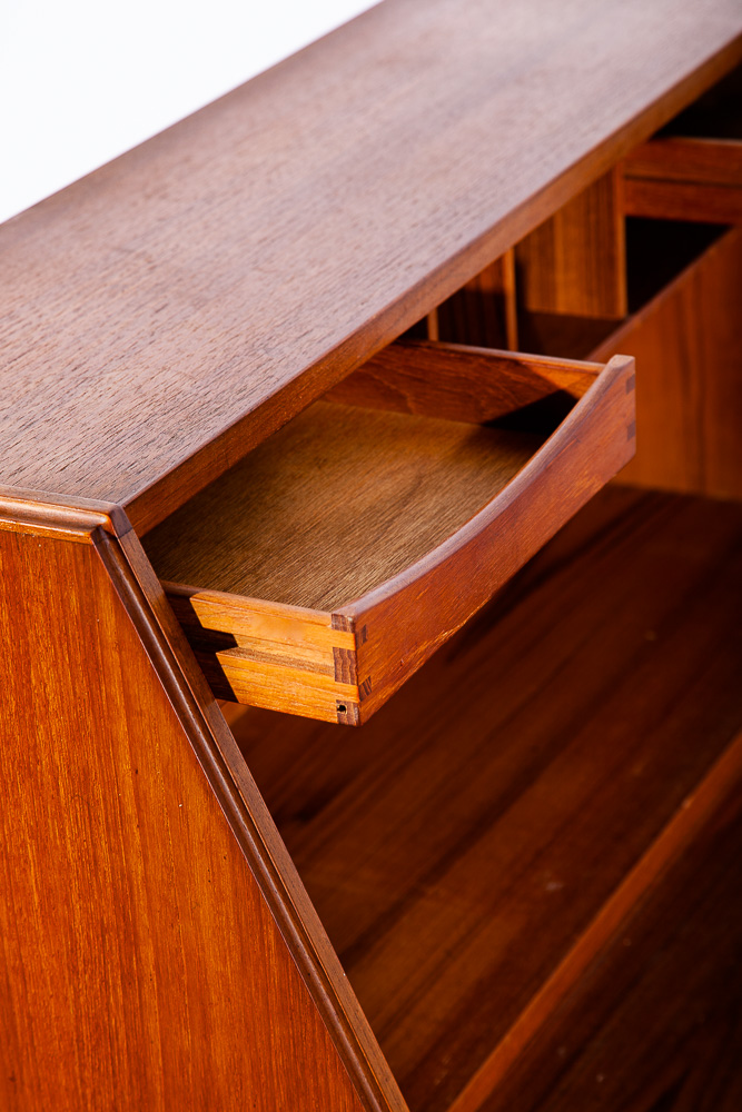 Mid Century Danish Modern Secretary Desk Bureau Denmark Teak Drawers Dyrlund Mcm - Image 12