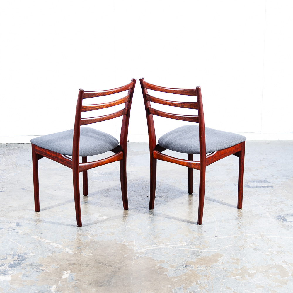 Mid Century Danish Modern Dining Chairs Set 4 Solid Rosewood Dark Grey Denmark - Image 4