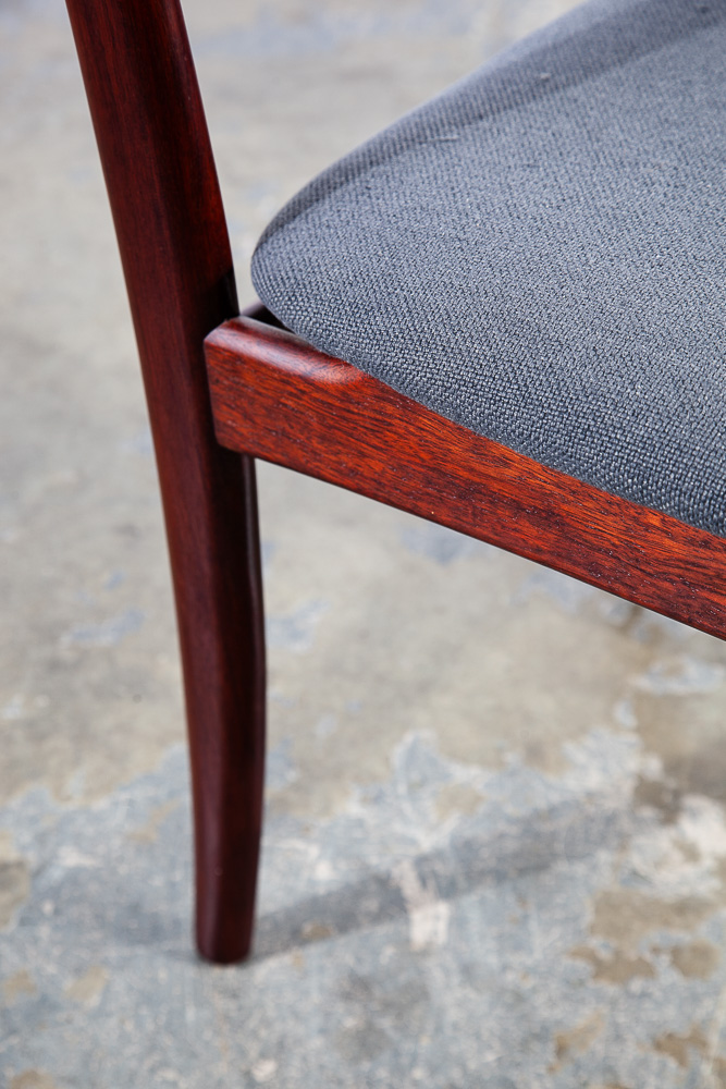Mid Century Danish Modern Dining Chairs Set 4 Solid Rosewood Dark Grey Denmark - Image 10