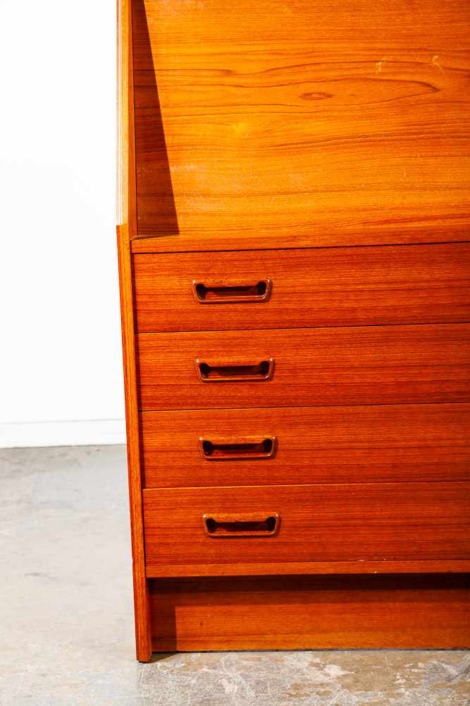 Mid Century Danish Modern Secretary Desk Bureau Denmark Teak Drawers Dyrlund Mcm - Image 11