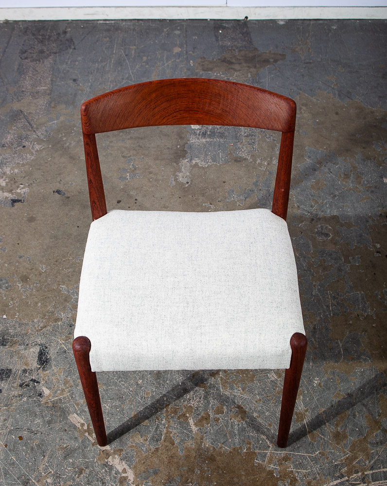 Mid Century Danish Modern Dining Chairs Set 6 Solid Teak White Denmark Restored - Image 7