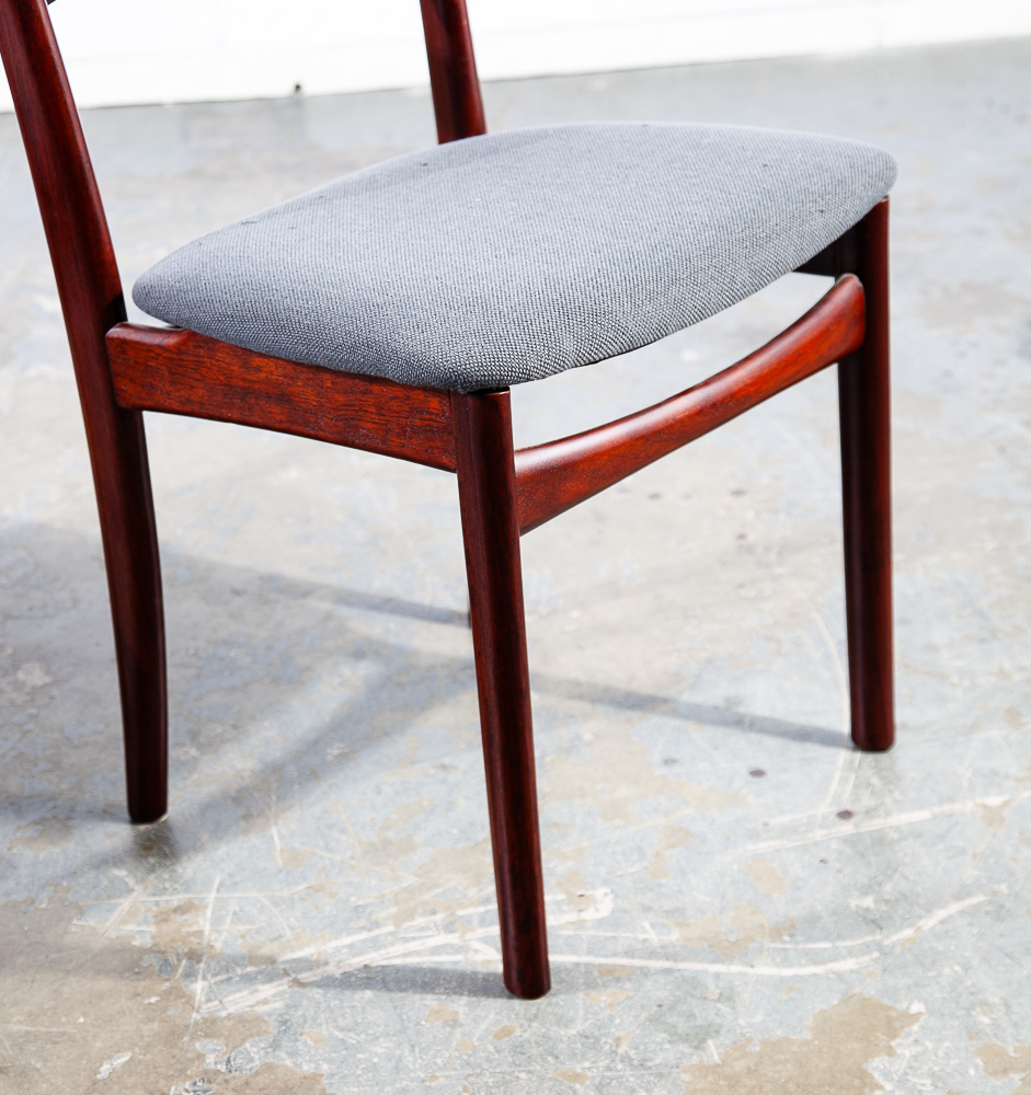 Mid Century Danish Modern Dining Chairs Set 4 Solid Rosewood Dark Grey Denmark - Image 11