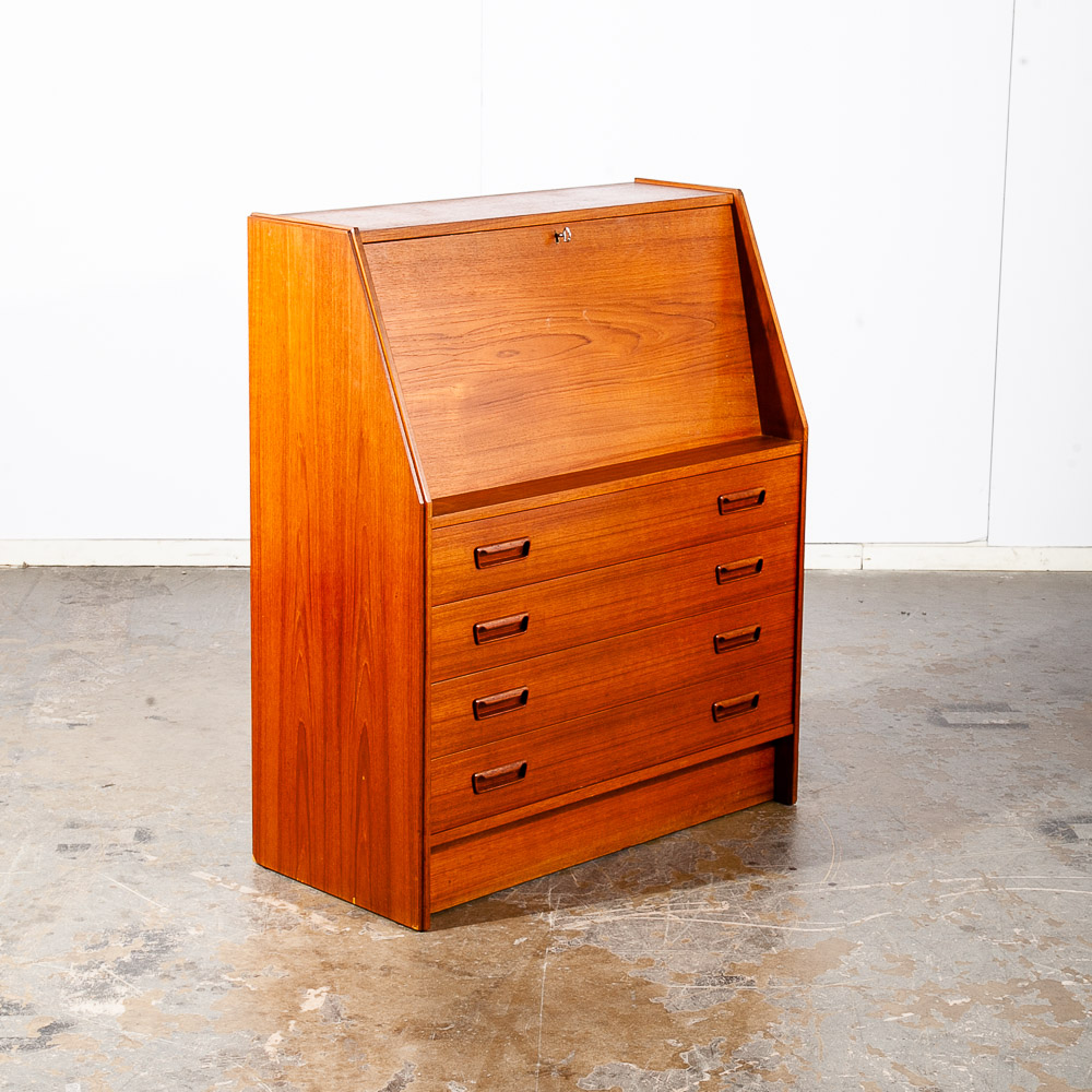Mid Century Danish Modern Secretary Desk Bureau Denmark Teak Drawers Dyrlund Mcm