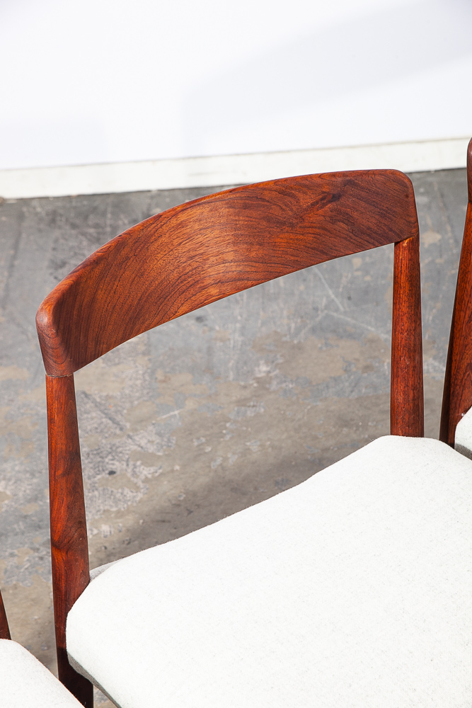 Mid Century Danish Modern Dining Chairs Set 6 Solid Teak White Denmark Restored - Image 10
