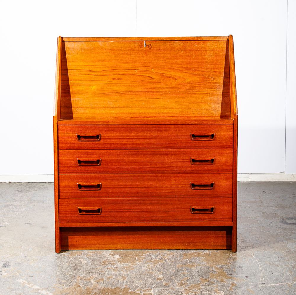 Mid Century Danish Modern Secretary Desk Bureau Denmark Teak Drawers Dyrlund Mcm - Image 2