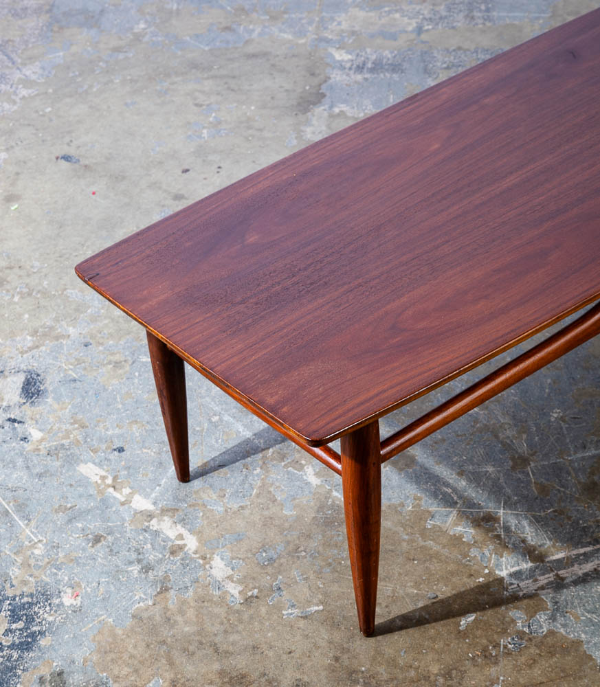 Mid Century Modern Coffee Table Surfboard Solid Walnut Merman Vintage Danish Mcm - Image 11