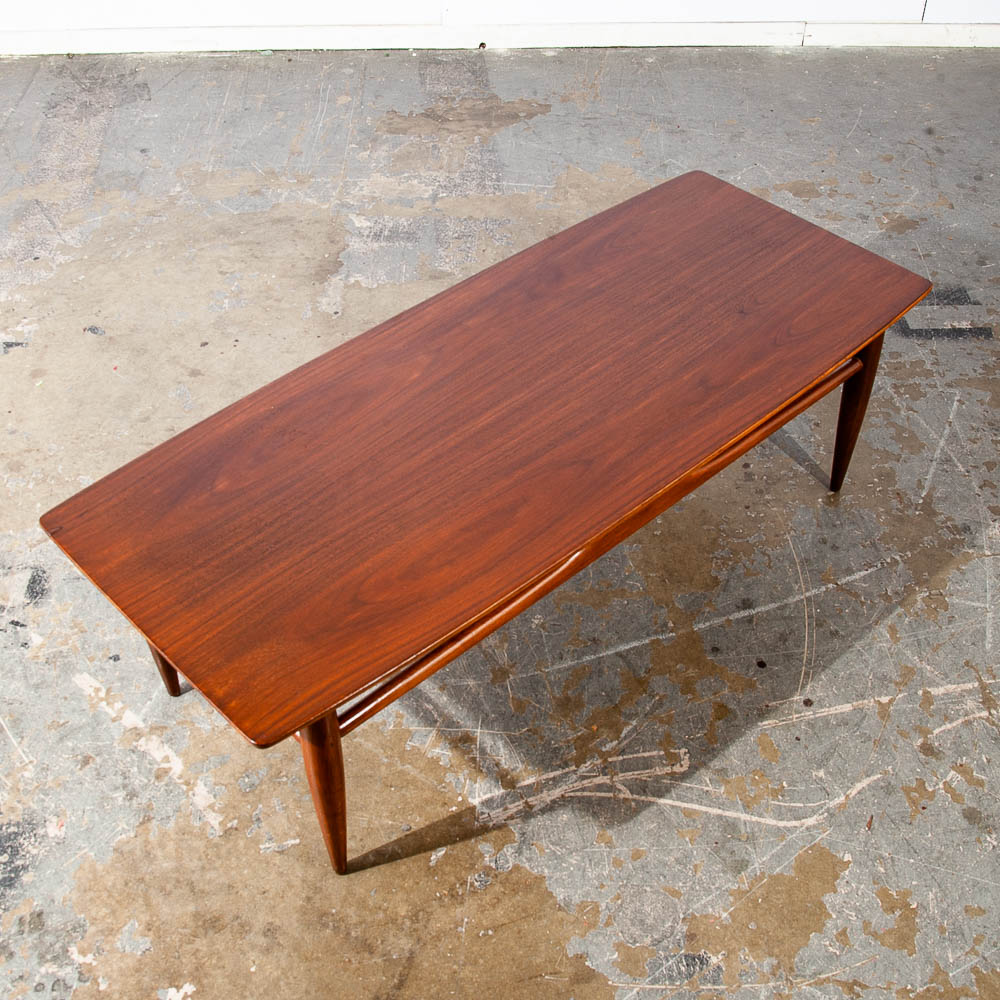 Mid Century Modern Coffee Table Surfboard Solid Walnut Merman Vintage Danish Mcm - Image 3