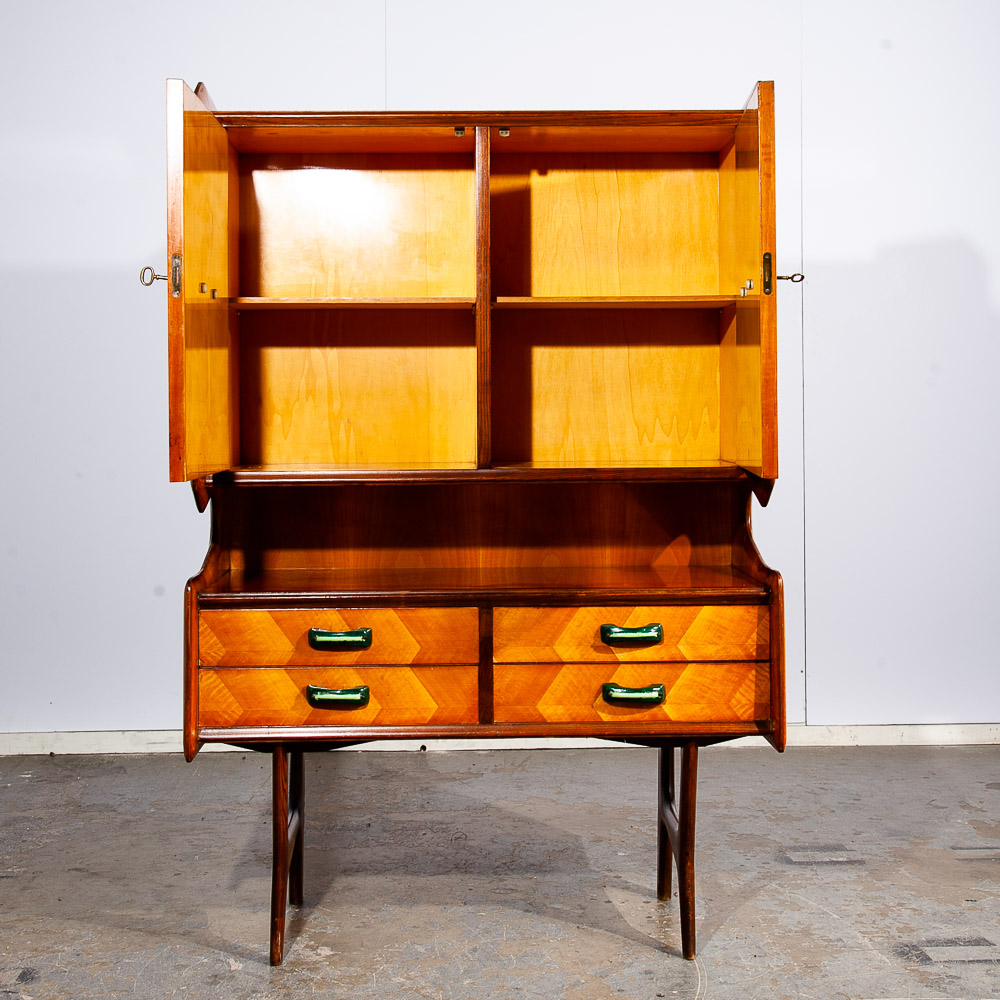 Mid Century Modern Hutch China Cabinet Compact Italian Danish Ico Parisi Vintage - Image 4