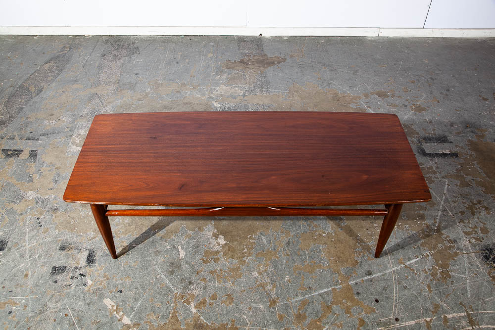 Mid Century Modern Coffee Table Surfboard Solid Walnut Merman Vintage Danish Mcm - Image 5