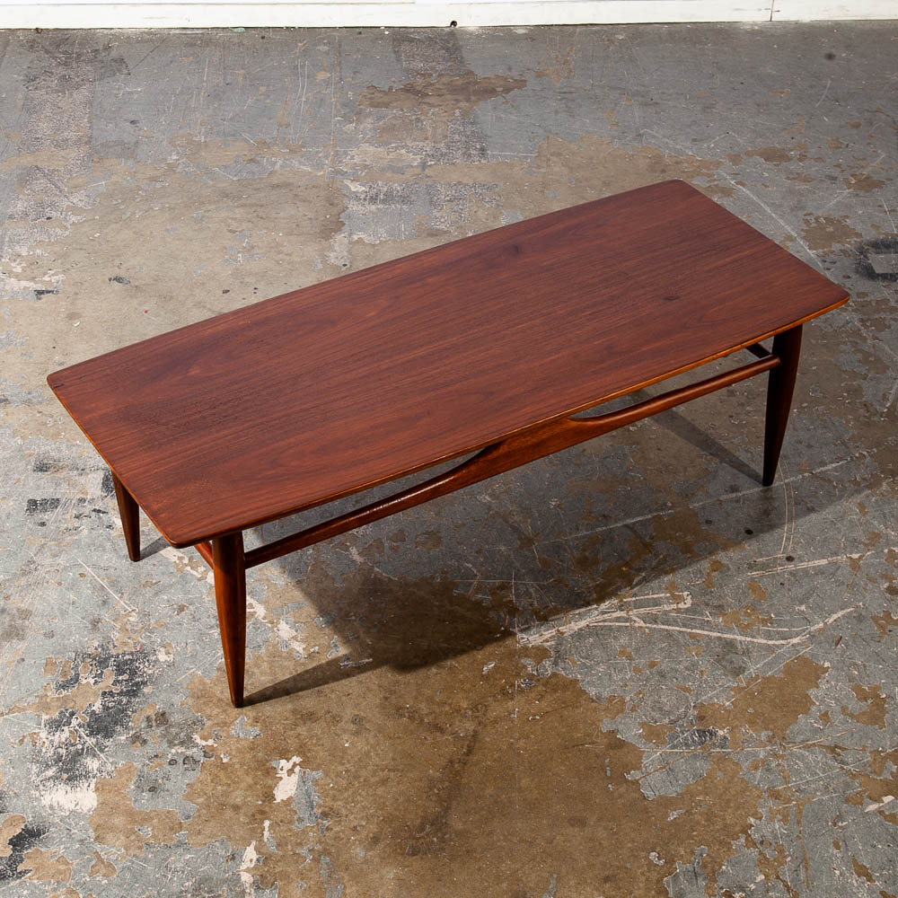 Mid Century Modern Coffee Table Surfboard Solid Walnut Merman Vintage Danish Mcm