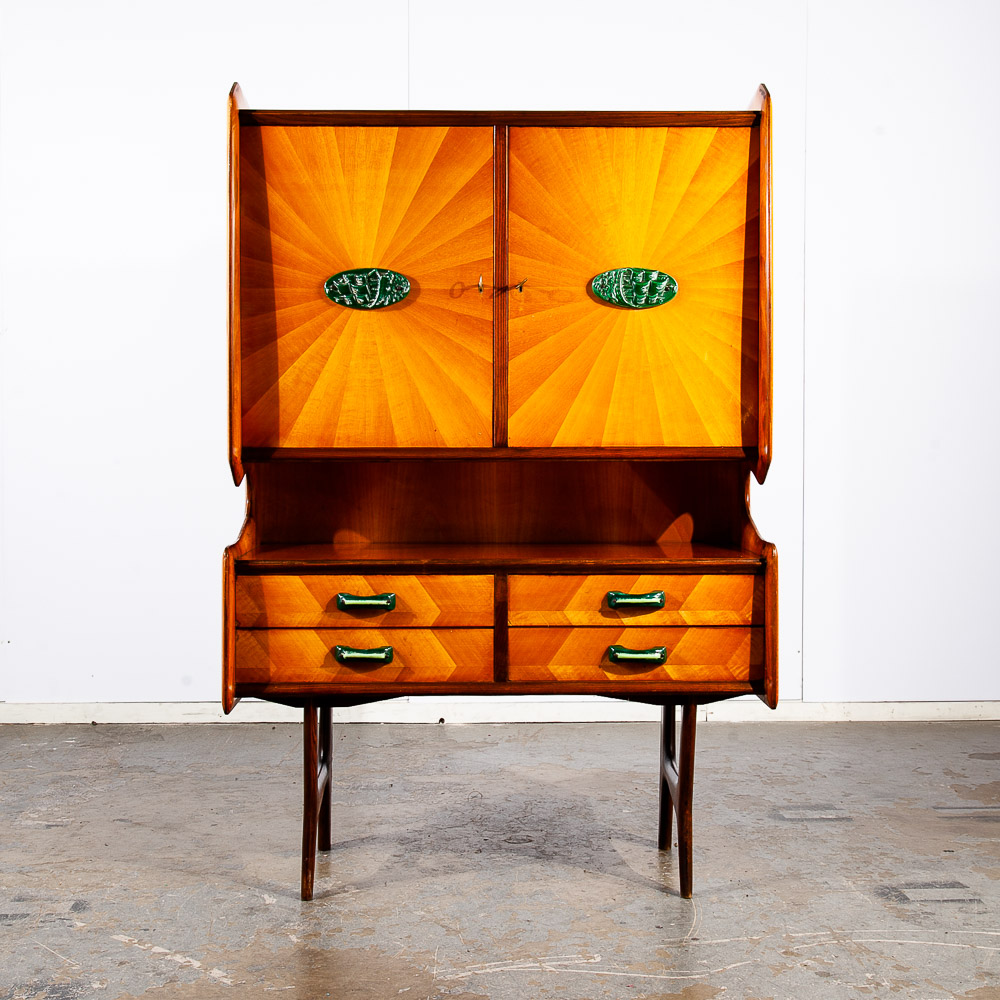 Mid Century Modern Hutch China Cabinet Compact Italian Danish Ico Parisi Vintage - Image 6