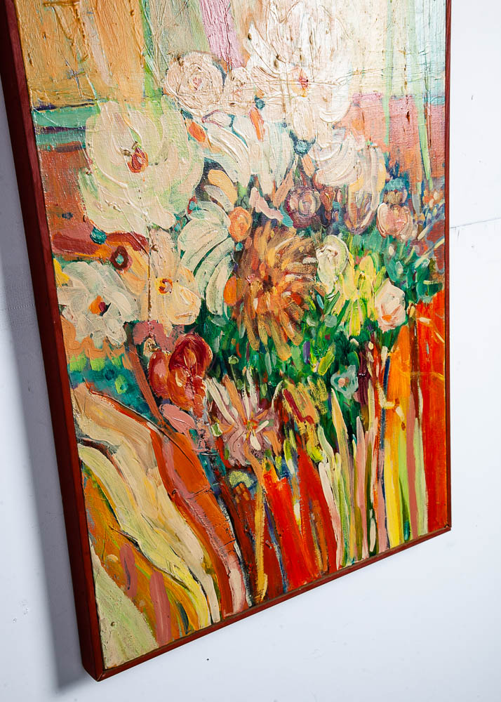 Mid Century Modern Painting Original Art Abstract Flowers Floral Mcm Colorful NM - Image 2