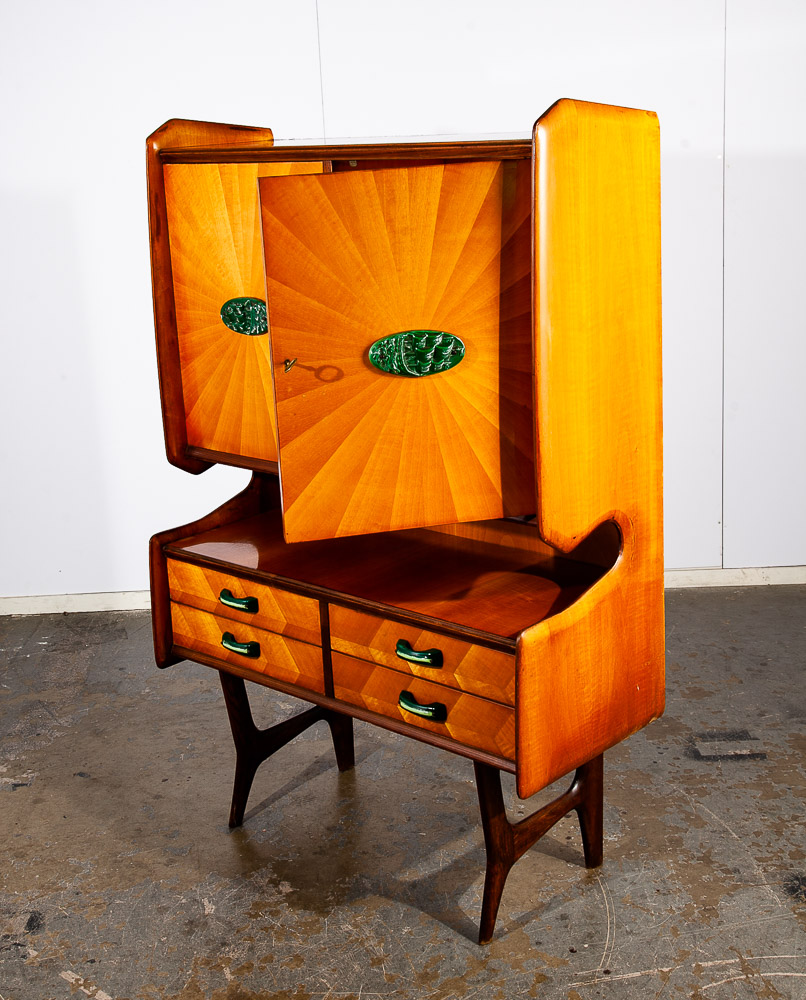 Mid Century Modern Hutch China Cabinet Compact Italian Danish Ico Parisi Vintage - Image 7