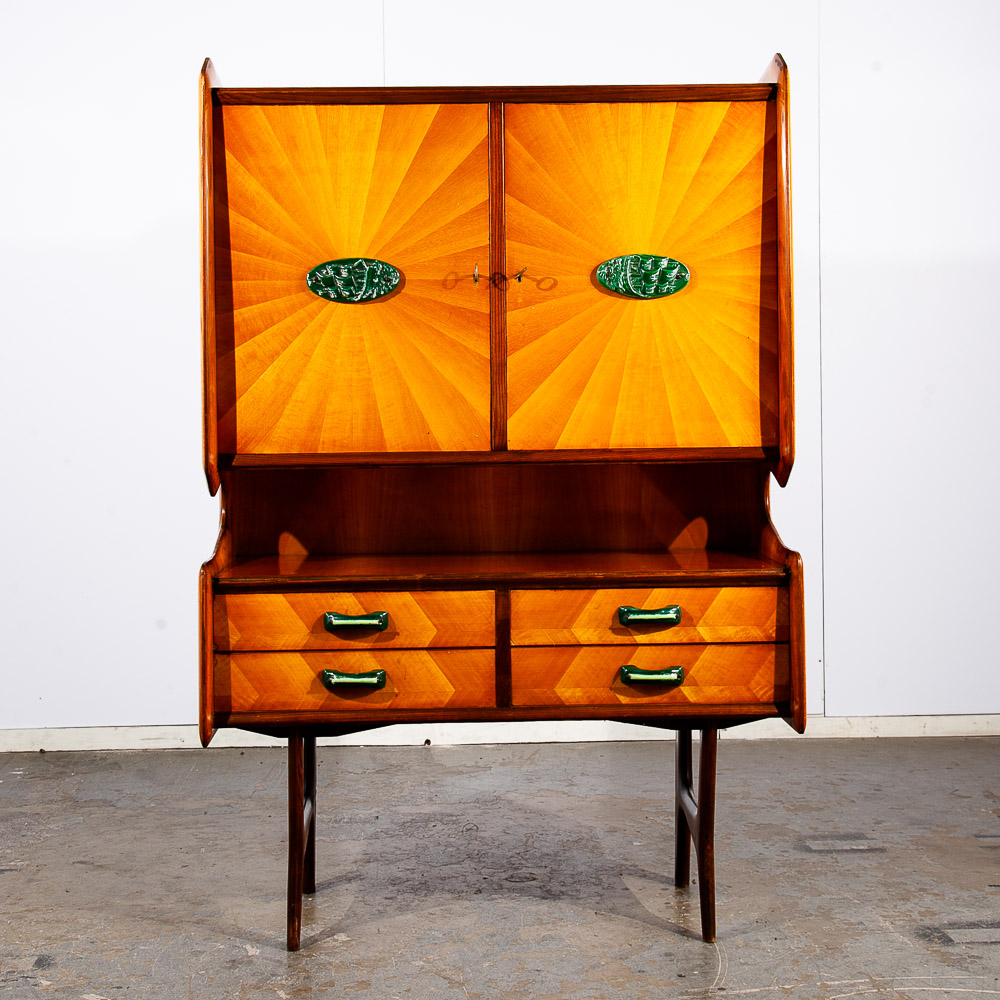 Mid Century Modern Hutch China Cabinet Compact Italian Danish Ico Parisi Vintage - Image 2