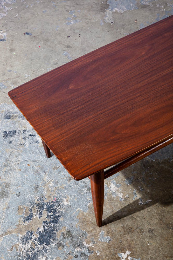 Mid Century Modern Coffee Table Surfboard Solid Walnut Merman Vintage Danish Mcm - Image 12