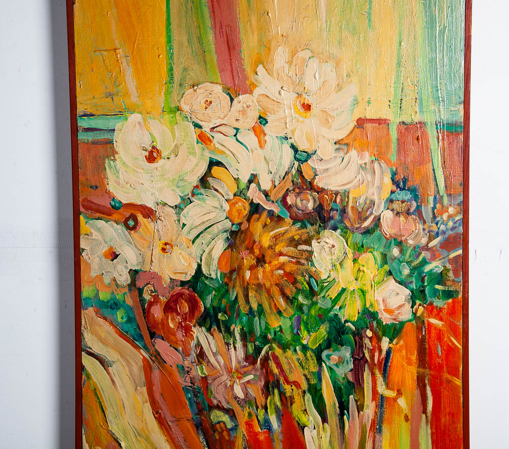 Mid Century Modern Painting Original Art Abstract Flowers Floral Mcm Colorful NM - Image 4